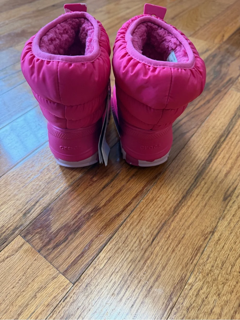 Crocs Toddler C8 Classic Neo Puff Lined Winter Snow Boots Bright Pink NWT